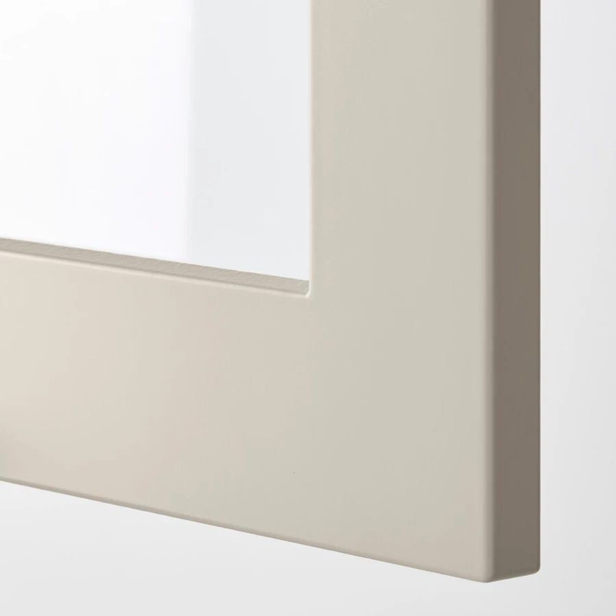Шкаф  с дверцами и  стеклянной полочкой  - METOD IKEA/ МЕТОД ИКЕА, 68х80 см, белый/светло-бежевый (изображение №2)