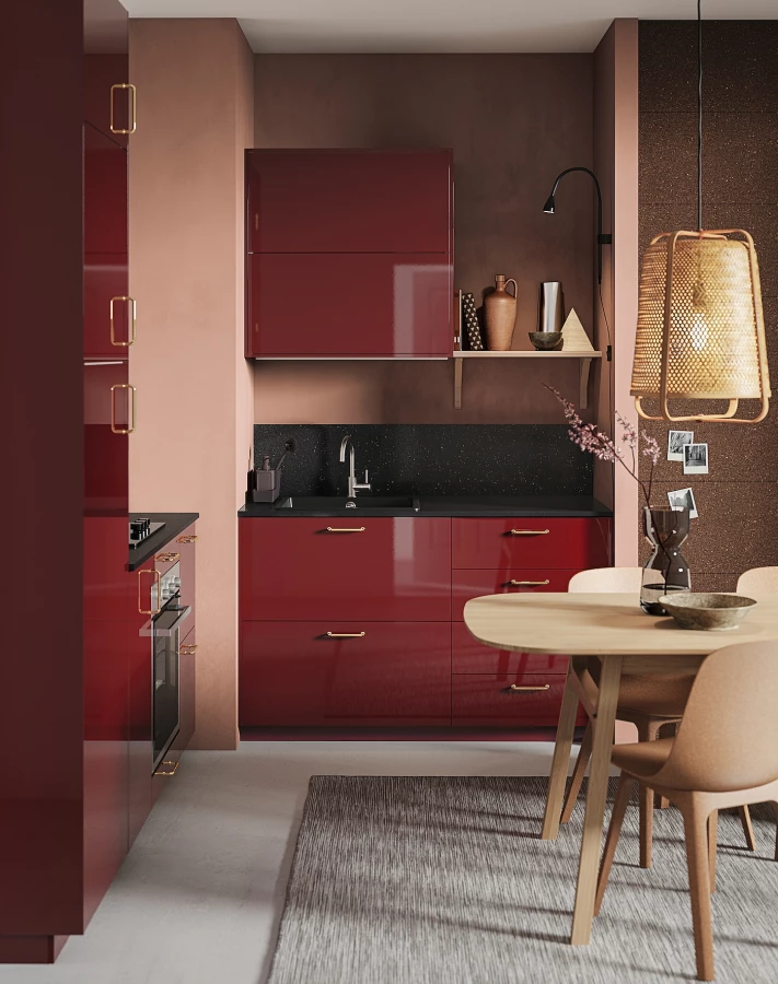 Напольный кухонный шкаф  - IKEA METOD MAXIMERA, 88x62x80см, черный/бордовый, МЕТОД МАКСИМЕРА ИКЕА (изображение №4)