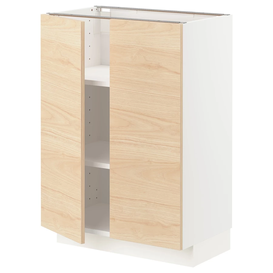 Шкаф под раковину  - IKEA METOD, 88x39x60см, белый/светлый ясень, МЕТОД ИКЕА (изображение №1)