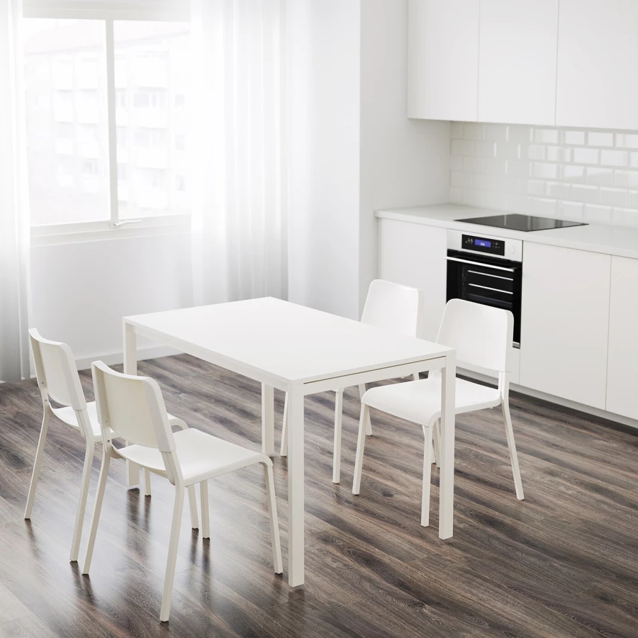 Кухонный стол - MELLTORP/TEODORES IKEA/ МЕЛЛЬТОРП /ТЕОДОРЕС ИКЕА, 125х75х74 см, белый (изображение №4)