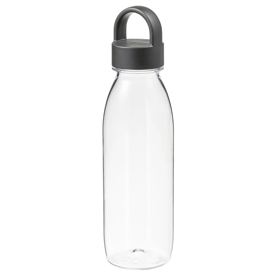 Бутылка с крышкой - IKEA 365+, 0.5 л, прозрачный/темно-серый, ИКЕА 365+ (изображение №1)