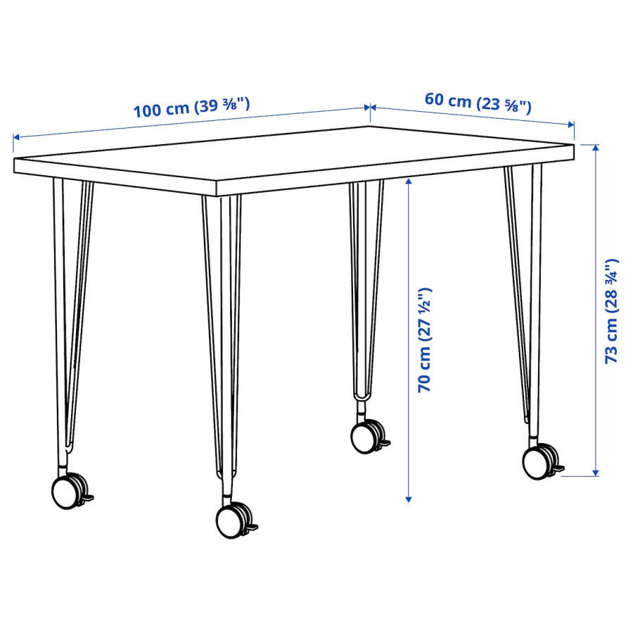 Письменный стол на колесиках - IKEA LINNMON  KRILLE/ЛИННМОН КРИЛЛЕ ИКЕА, черный/темно-коричневый (изображение №2)