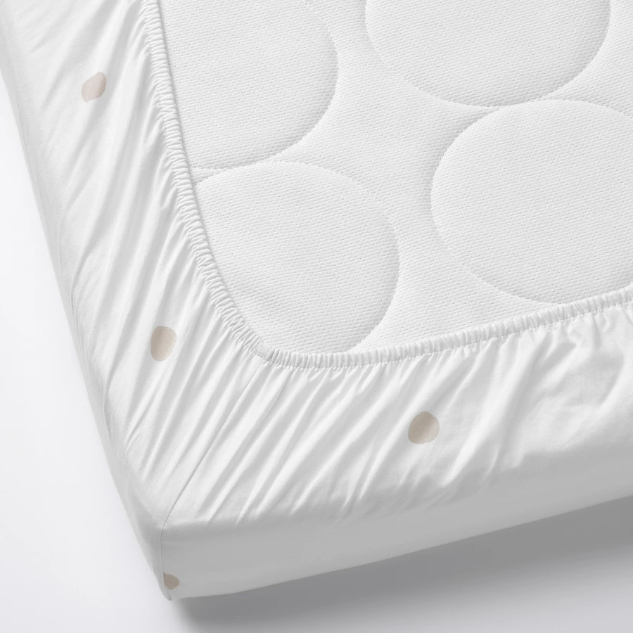 Пододеяльник, наволочка и простыня для детской кроватки - DRÖMSLOTT / DRОMSLOTT  IKEA/  ДРЁМСЛОТТ  ИКЕА, 60х120 см,  бежевый/белый (изображение №10)