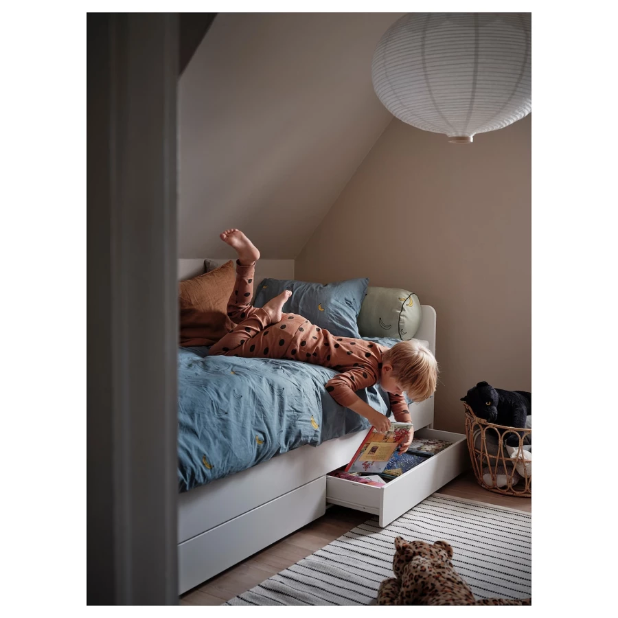 Каркас кровати с нижним спальным местом - IKEA SLÄKT/LURÖY/SLAKT/LUROY, 200х90 см, белый, СЛЭКТ/ЛУРОЙ ИКЕА (изображение №7)