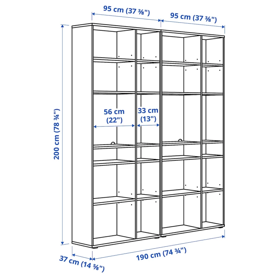 Комбинация для хранения - VIHALS  IKEA/ ВИХАЛС ИКЕА, 190х37х200 см, серый (изображение №3)