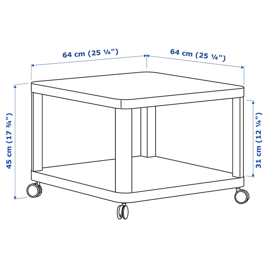 Столик придиванный - IKEA TINGBY/ТИНГБИ ИКЕА, 45х64х64 см, белый (изображение №6)
