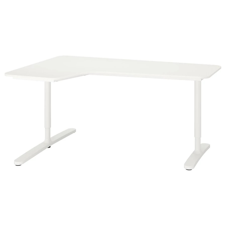 Письменный стол угловой левый - IKEA BEKANT, 160х110х65-85 см, белый, БЕКАНТ ИКЕА (изображение №1)