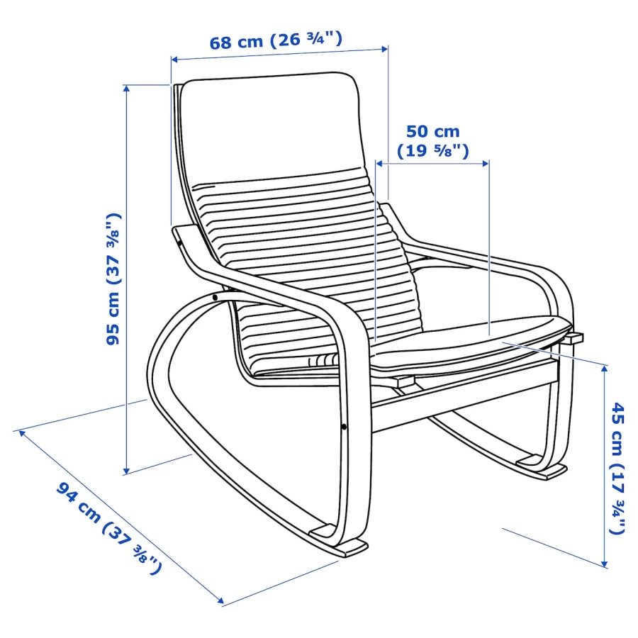 Кресло-качалка - IKEA POÄNG/POANG/ПОЭНГ ИКЕА, 68х94х95 см, чёрный (изображение №5)