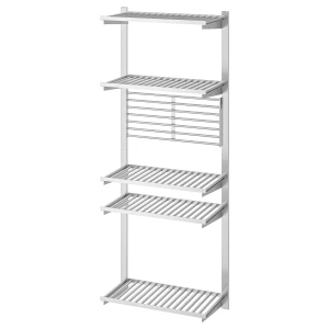Подвесная шина с полкой/настенной решеткой -  IKEA KUNGSFORS/ КУНГСФОРС ИКЕА, 160х64 см, серебряный/ бежевый