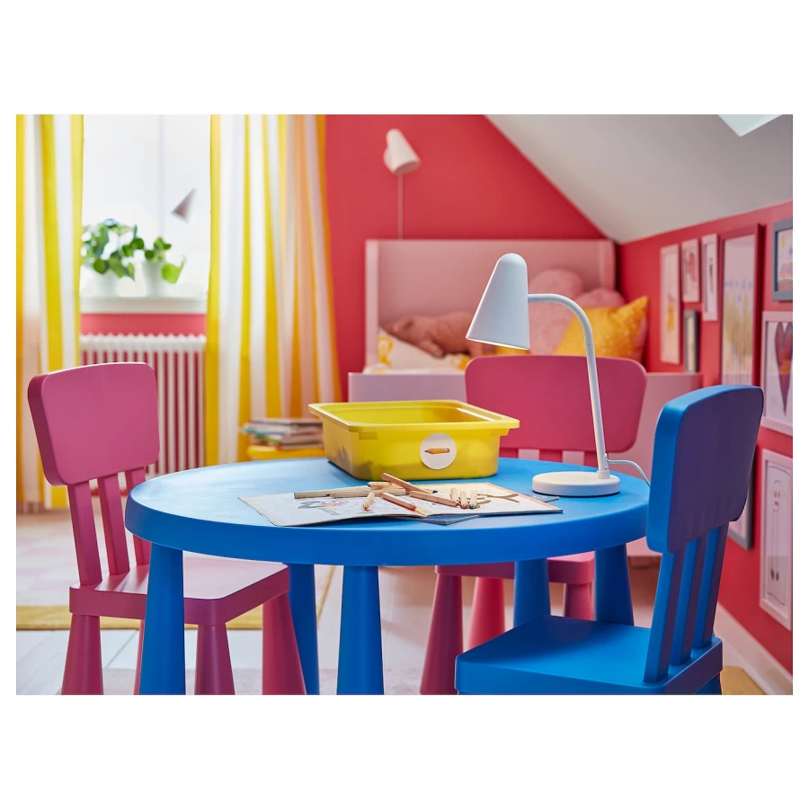 Стул детский - IKEA MAMMUT/МАММУТ ИКЕА, 67х39 см, синий (изображение №4)