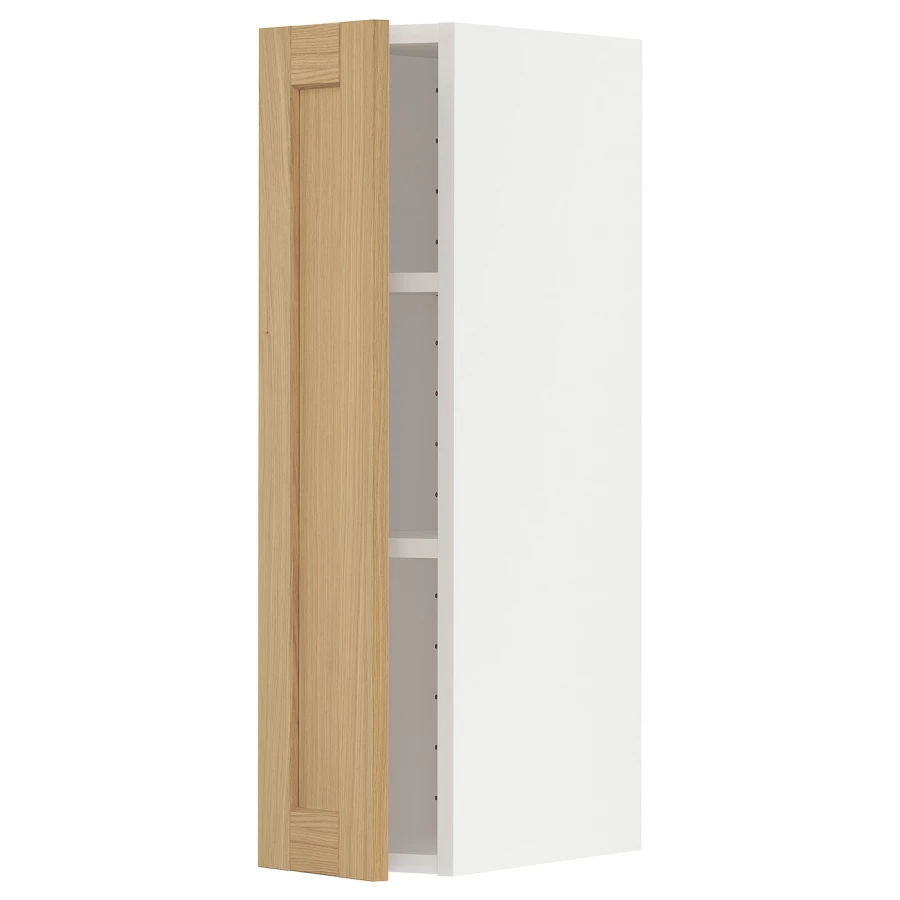 Навесной шкаф с полками - IKEA METOD/МЕТОД ИКЕА, 20х80 см, белый/светло-коричневый (изображение №1)
