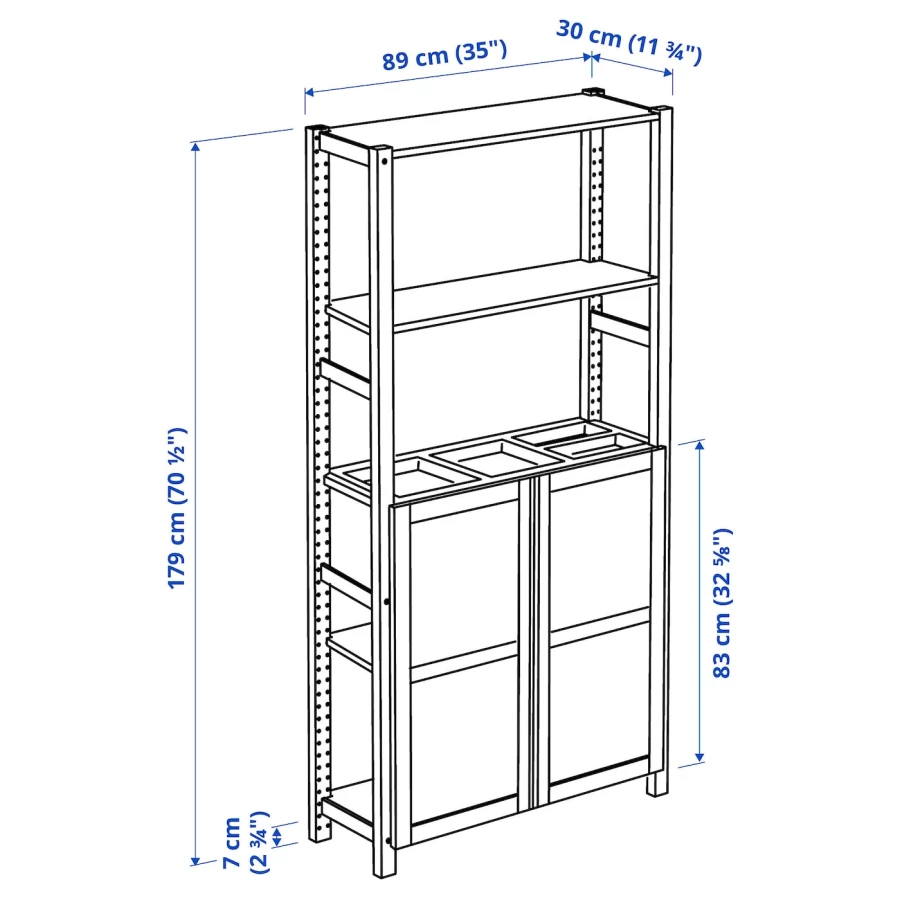 Комбинация для хранения - IKEA IVAR/ИВАР ИКЕА, 89х30х179 см, сосна/черный (изображение №7)
