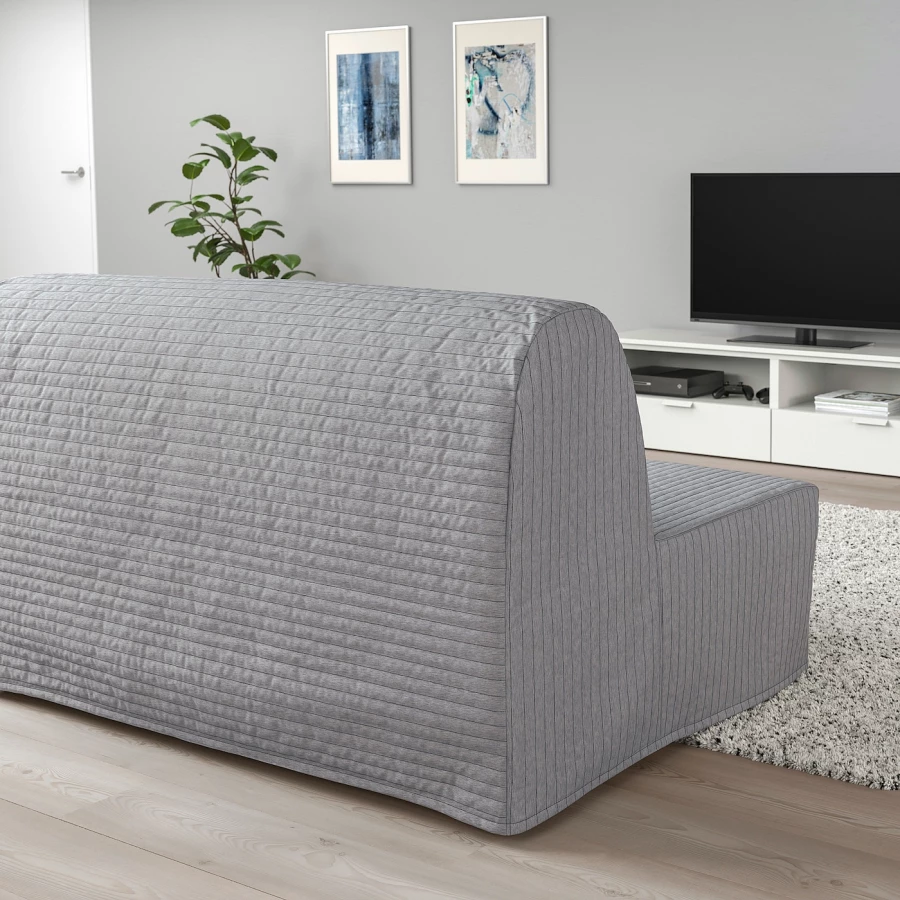 2-местный диван-кровать - IKEA LYCKSELE HÅVET/HAVET/ЛИКСЕЛЕ ХОВЕТ ИКЕА, 87х100х142 см, серый (изображение №3)