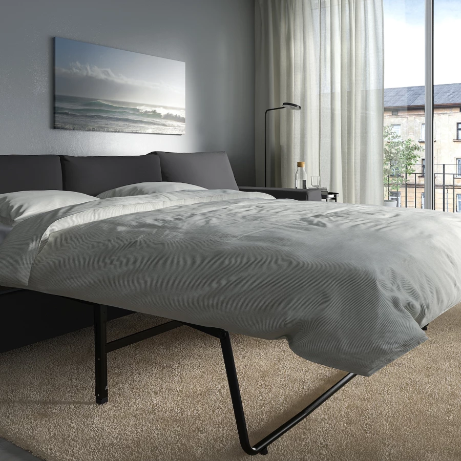 3-местный диван с шезлонгом - IKEA VIMLE, 98x285см, темно-серый, ВИМЛЕ ИКЕА (изображение №4)