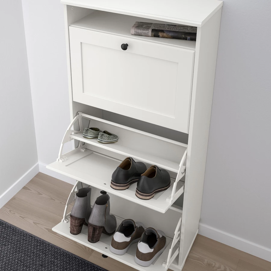 Обувница - IKEA BRUSALI/БРУСАЛИ ИКЕА, 130х30 см, белый (изображение №3)
