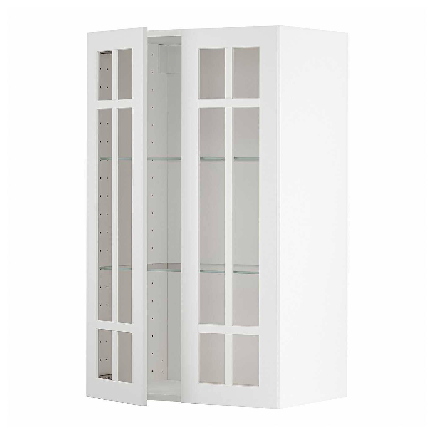 Шкаф и 2 стеклянные двери -  METOD IKEA/ МЕТОД ИКЕА, 100х60 см, белый/светло-серый