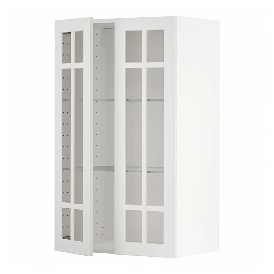 Шкаф и 2 стеклянные двери -  METOD IKEA/ МЕТОД ИКЕА, 100х60 см, белый/светло-серый (изображение №1)