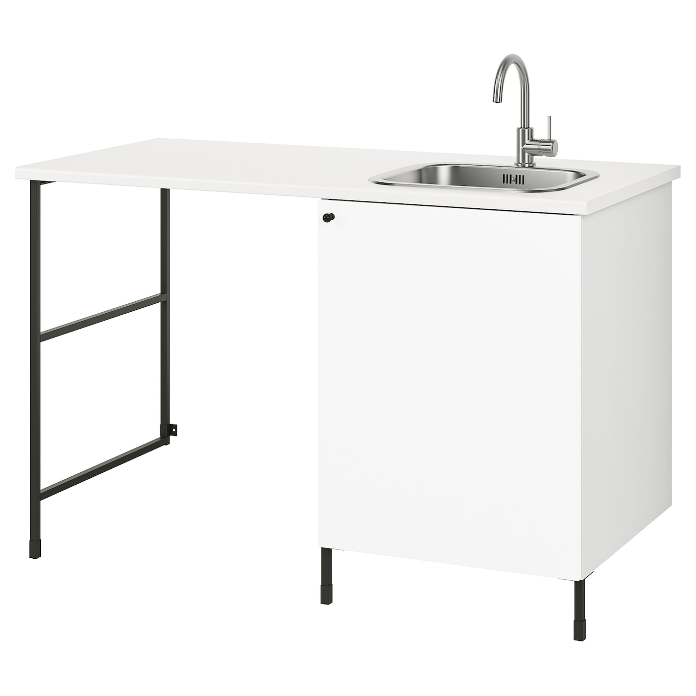 Комбинация шкафов для прачечной и кухни - ENHET  IKEA/ ЭНХЕТ ИКЕА, 139x63,5x87,5 см, белый/черный