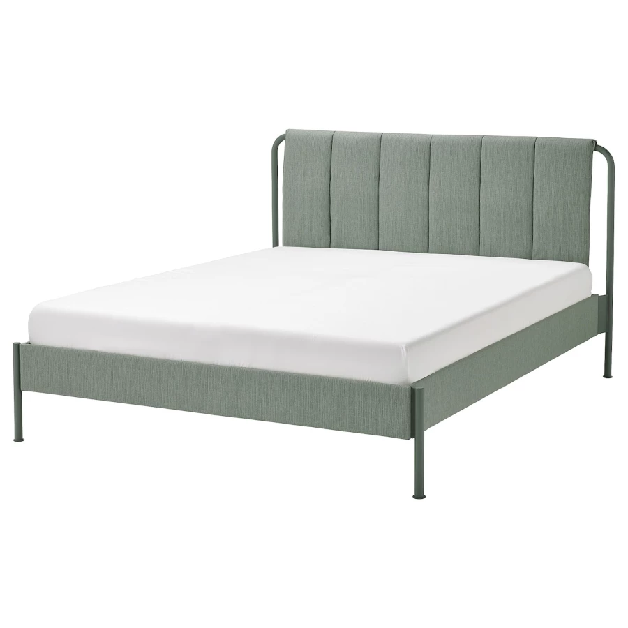 Каркас кровати с мягкой обивкой - IKEA TÄLLÅSEN/TALLASEN, 200х160 см, светло-зеленый, ТЭЛЛАСОН ИКЕА (изображение №1)