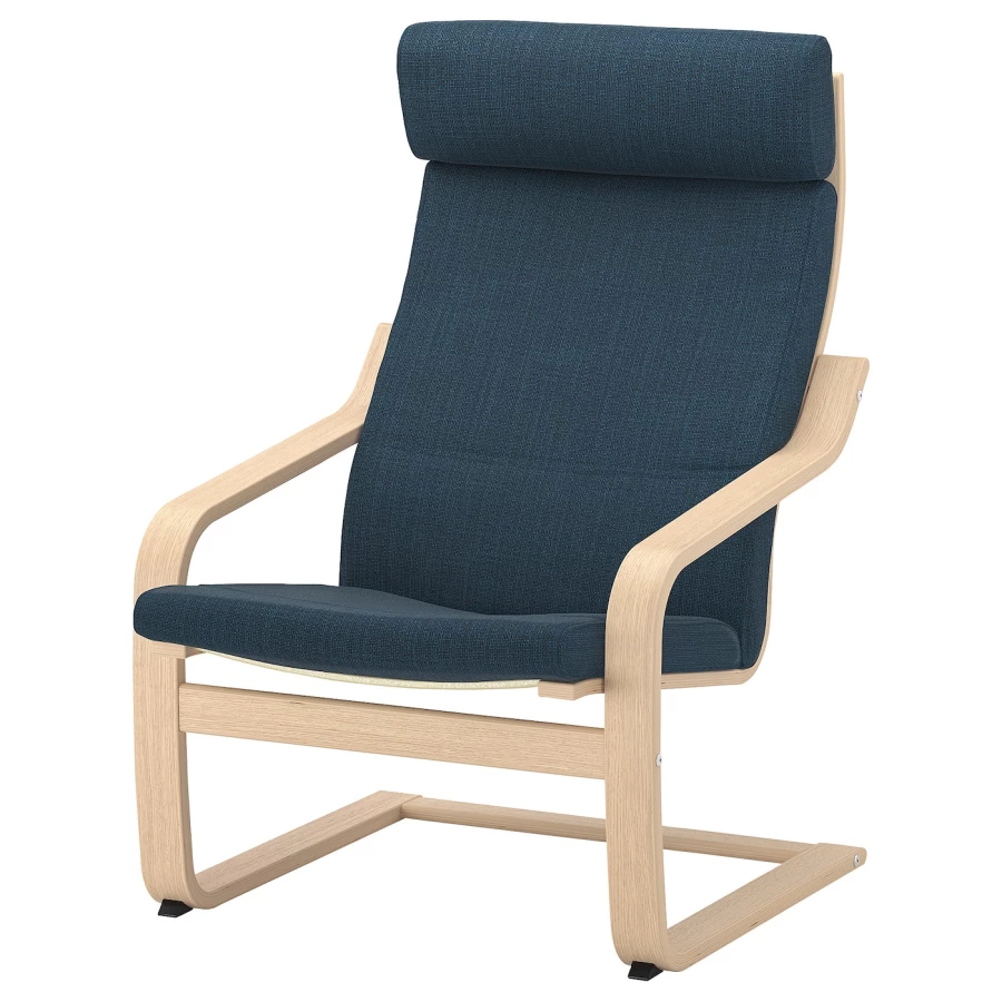 Кресло/табурет для ног - POÄNG / POАNG  IKEA/ ПОЭНГ ИКЕА,  72х66х7 см , синий/бежевый (изображение №2)