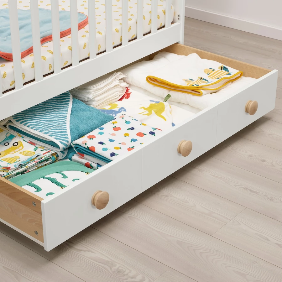 Кровать для новорожденных - IKEA GONATT, 60x120 см, белый, ГУНАТ ИКЕА (изображение №5)