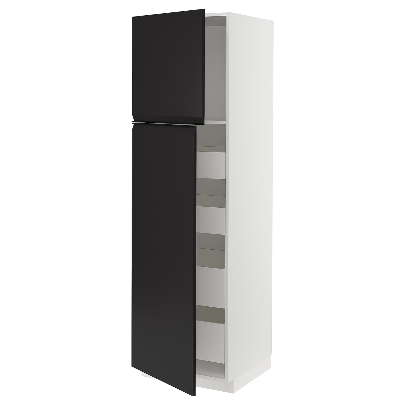Высокий шкаф с ящиками - IKEA METOD/MAXIMERA/МЕТОД/МАКСИМЕРА ИКЕА, 200х60х60 см, белый/черный