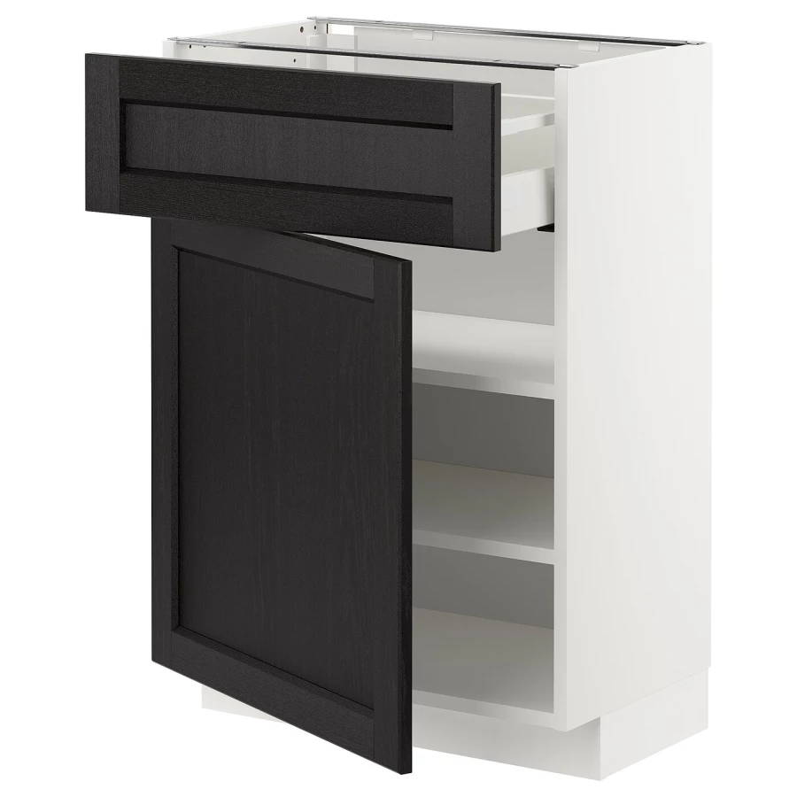 Напольный шкаф  - IKEA METOD MAXIMERA, 88x39,5x60см, белый/черный, МЕТОД МАКСИМЕРА ИКЕА (изображение №1)
