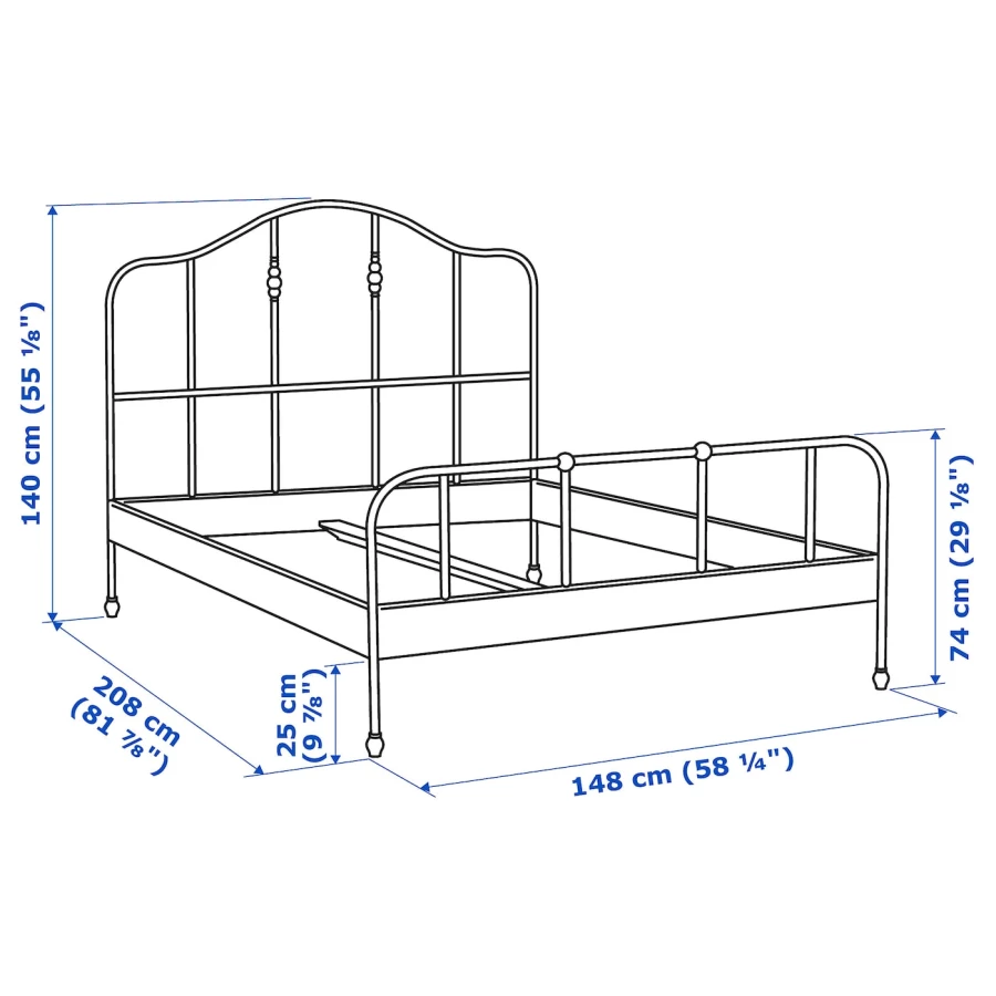 Двуспальная кровать - IKEA SAGSTUA/LURÖY/LUROY, 200х140 см, черный, САГСТУА/ЛУРОЙ ИКЕА (изображение №10)