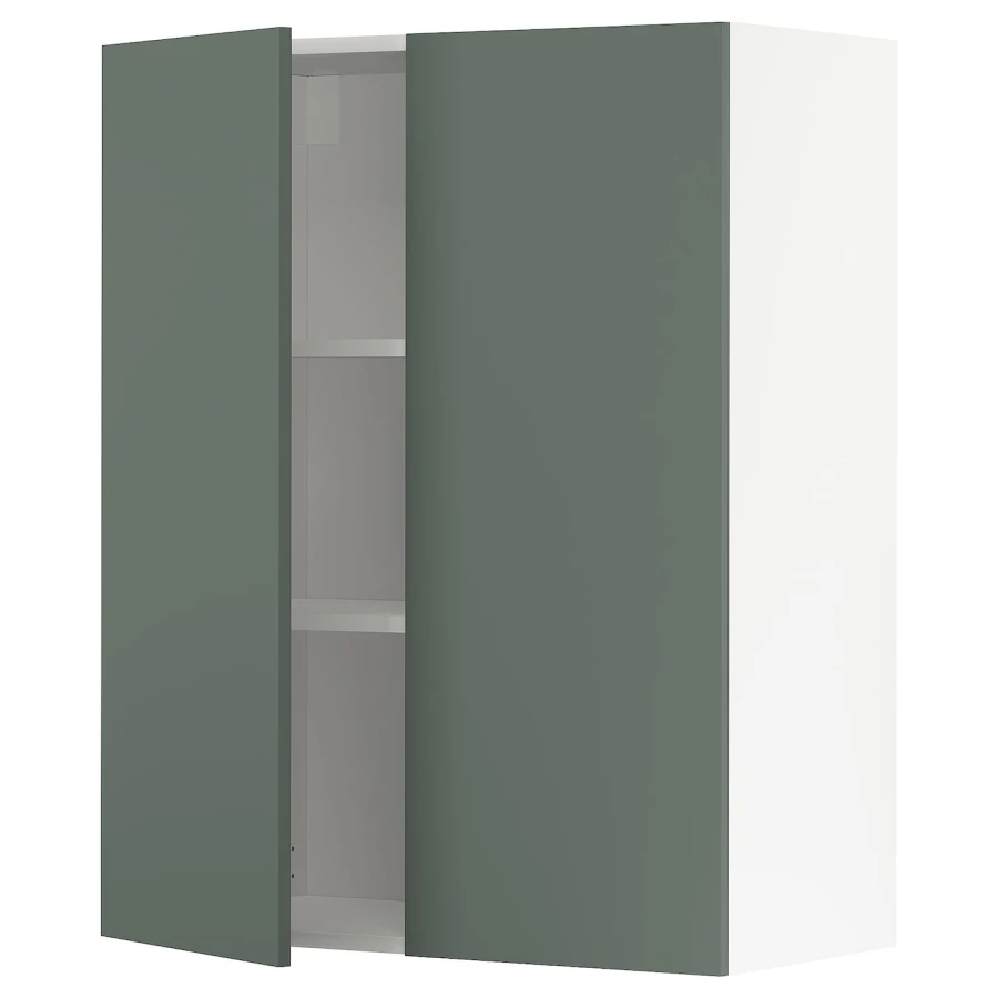 Навесной шкаф с полкой - METOD IKEA/ МЕТОД ИКЕА, 100х80 см, белый/темно-зеленый (изображение №1)
