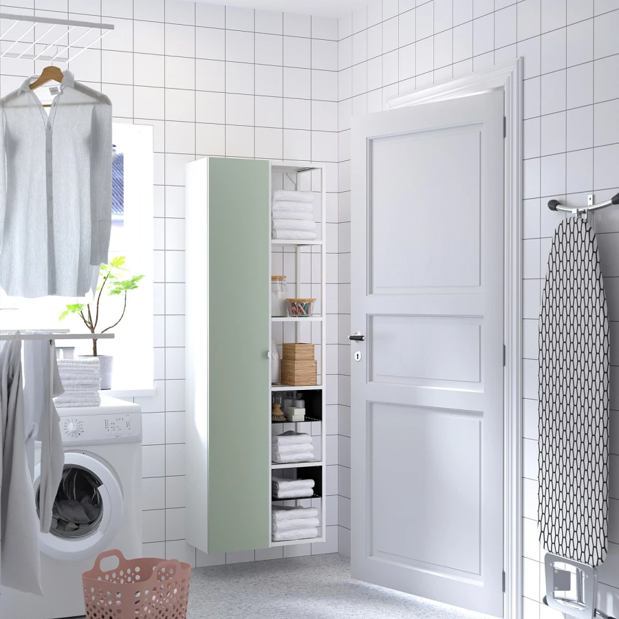 Комбинация для ванной - IKEA ENHET, 60х32х180 см, белый/светло-зеленый, ЭНХЕТ ИКЕА (изображение №3)