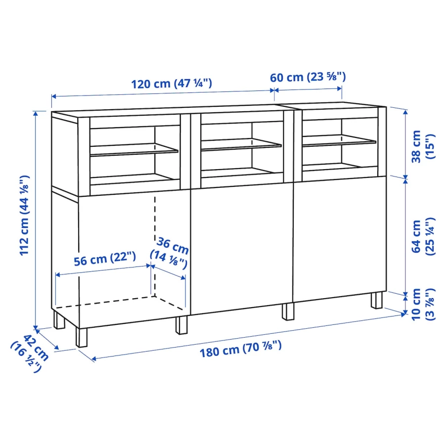 Комбинация с ящиками - IKEA BESTÅ/BESTA/БЕСТО ИКЕА, 180х42х112 см, темно-серый (изображение №5)