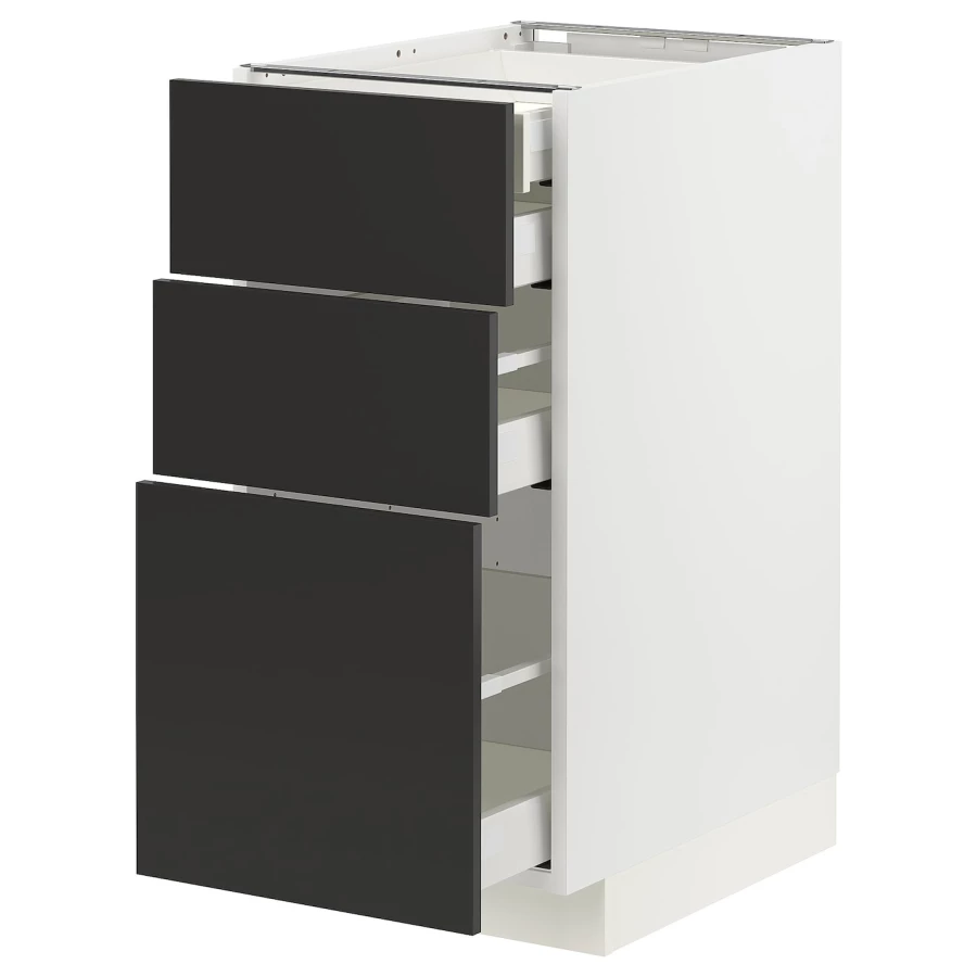Напольный шкаф  - IKEA METOD MAXIMERA, 88x61,6x40см, белый/черный, МЕТОД МАКСИМЕРА ИКЕА (изображение №1)