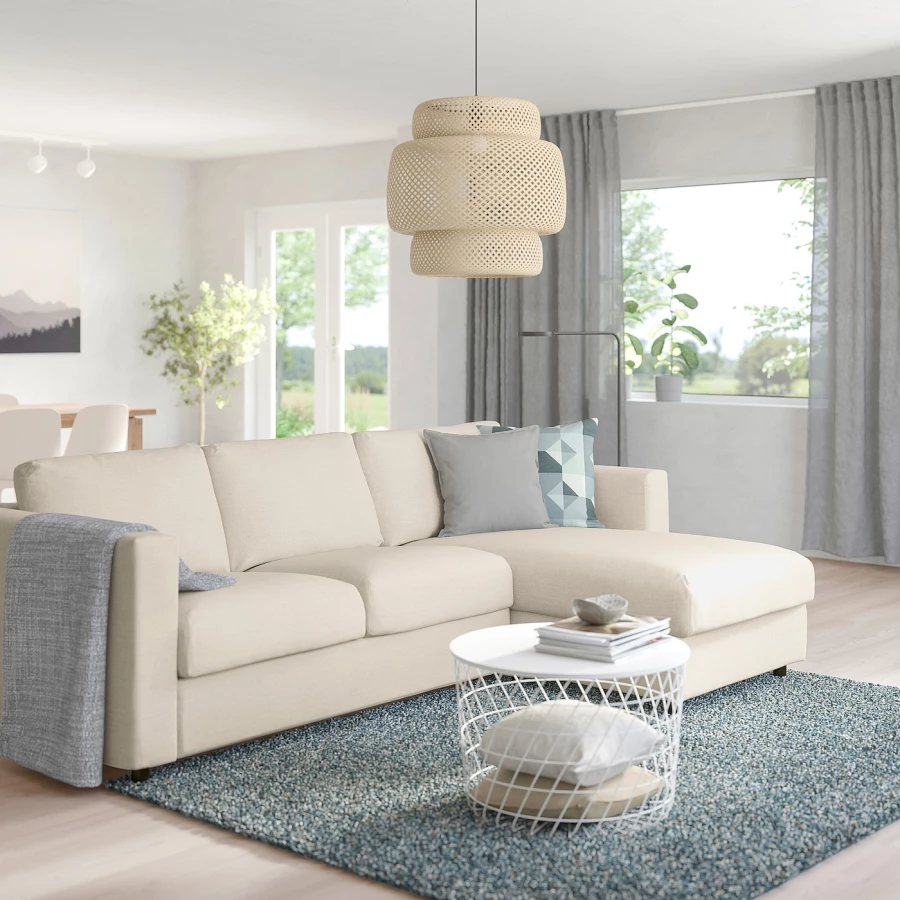 3-местный диван с шезлонгом - IKEA VIMLE, 98x285см, белый, ВИМЛЕ ИКЕА (изображение №5)