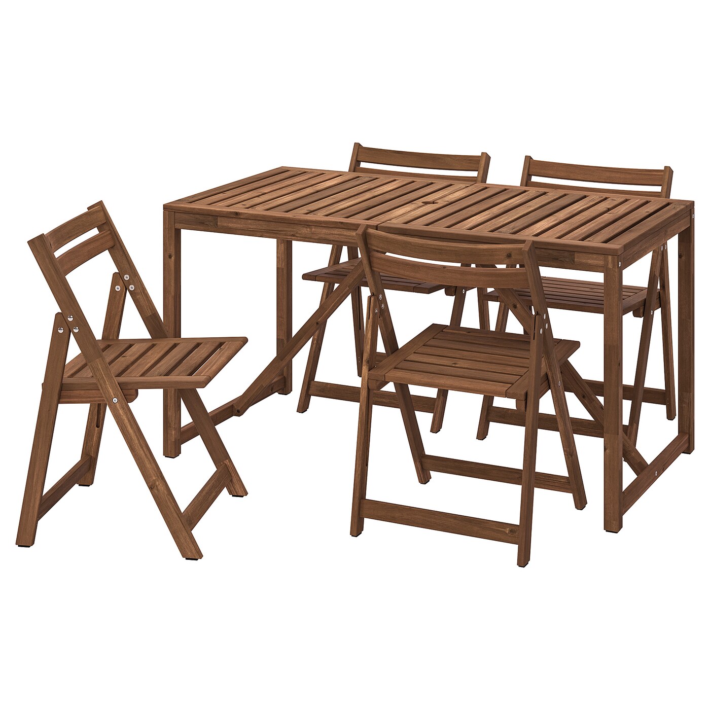Стол + 4 складных садовых стула - IKEA NÄMMARÖ/NAMMARO/ НАММАРО ИКЕА, 67х66х7 см, коричневый
