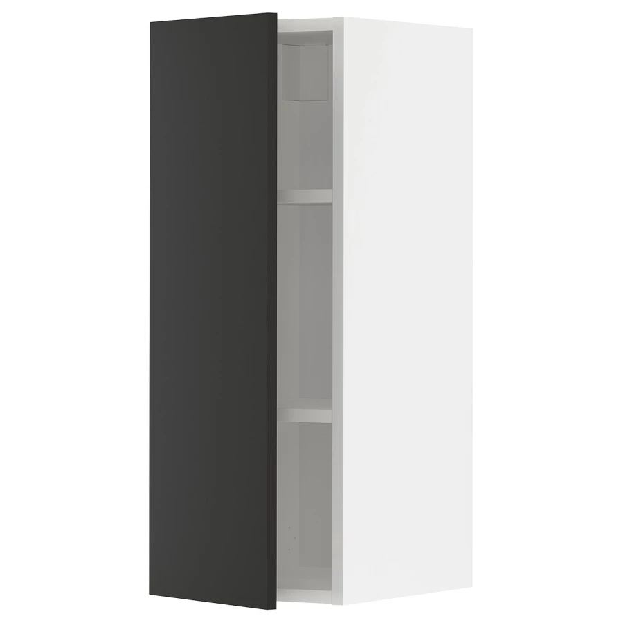 Навесной шкаф с полкой - METOD IKEA/ МЕТОД ИКЕА,  80х30 см, белый/черный (изображение №1)