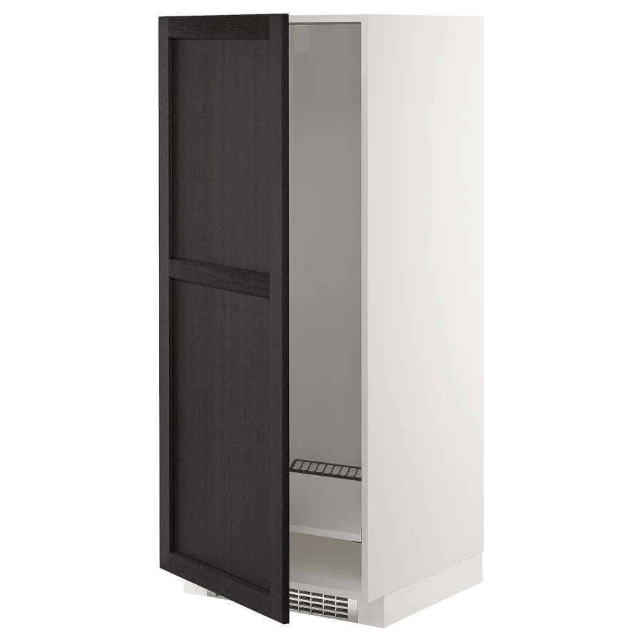 Высокий кухонный шкаф - IKEA METOD/МЕТОД ИКЕА, 140х60х60 см, белый/черный (изображение №1)