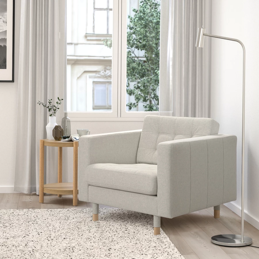 Кресло - IKEA LANDSKRONA, 89х89х78 см, светло-серый, ЛАНДСКРУНА ИКЕА (изображение №3)