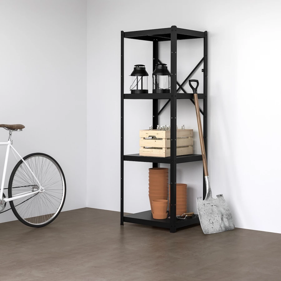 Стеллаж - IKEA BROR, 190х55х65 см, черный, БРУР ИКЕА (изображение №2)