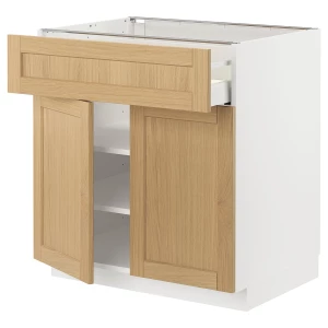 Напольный шкаф - METOD / MAXIMERA IKEA/ МЕТОД/ МАКСИМЕРА ИКЕА, 80х60 см, белый/под беленый дуб
