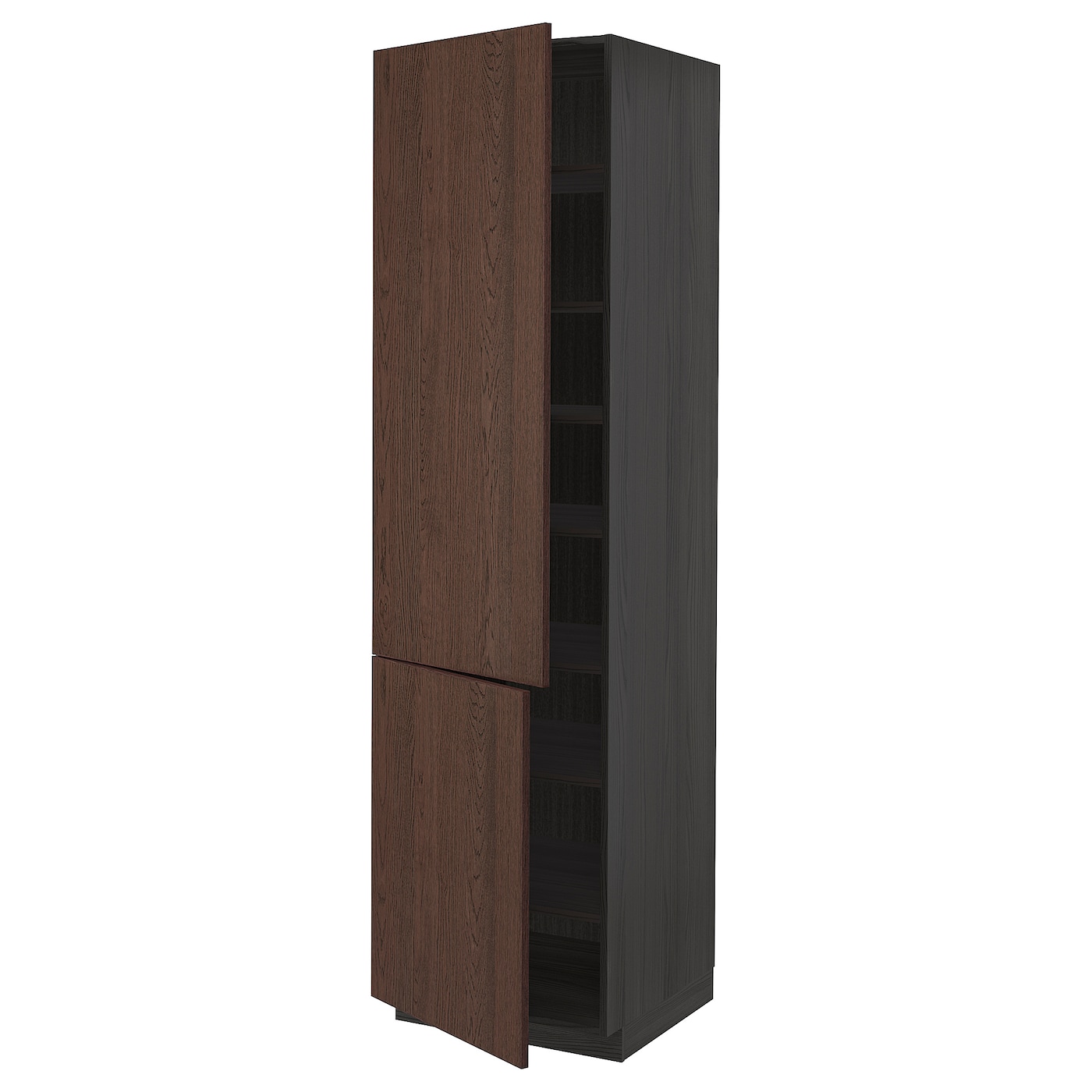 Высокий шкаф - IKEA METOD/МЕТОД ИКЕА, 220х60х60 см, черный/коричневый