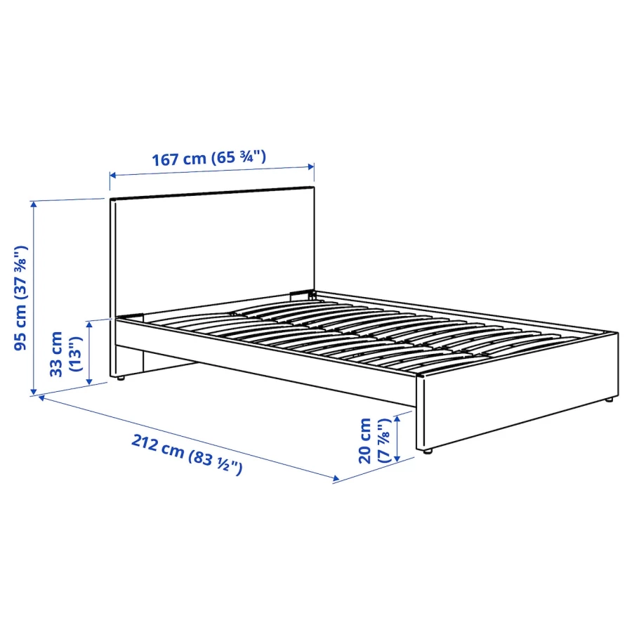 Двуспальная кровать - IKEA GLADSTAD, 200х160 см, светло-серый, ГЛАДСТАД ИКЕА (изображение №8)