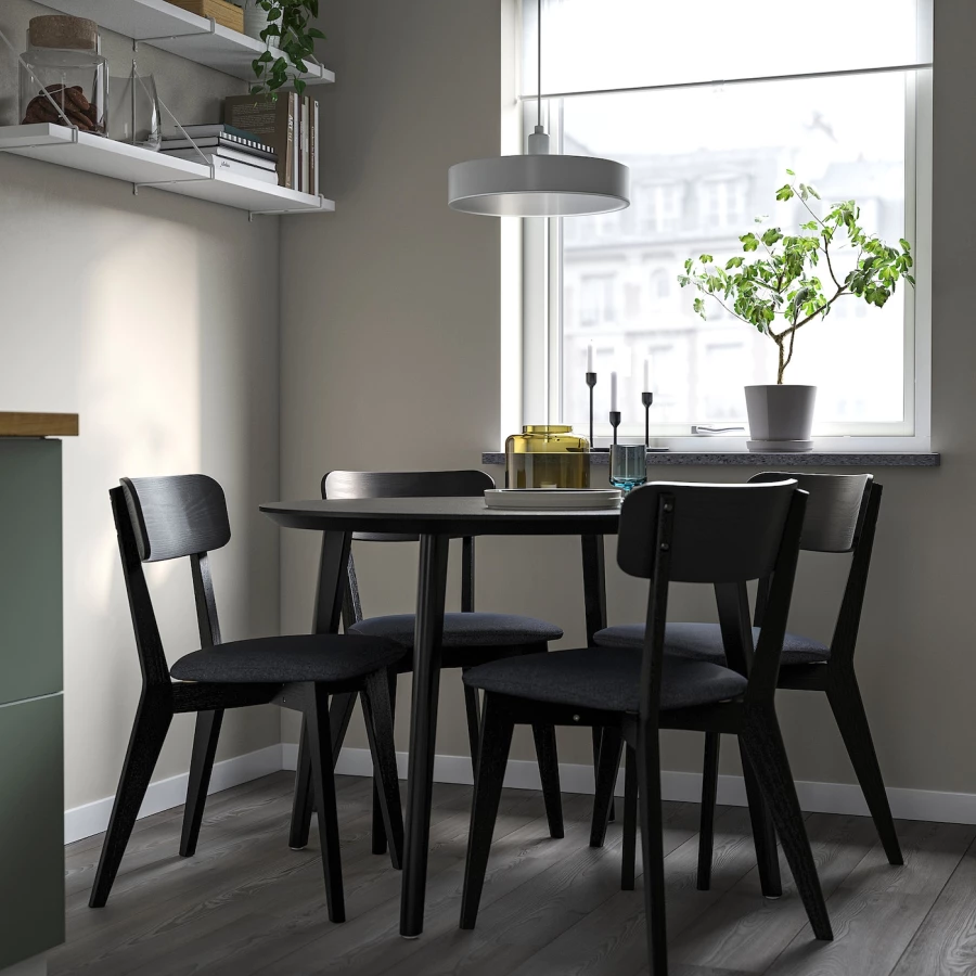 Стол и 4 стула - LISABO IKEA/ ЛИСАБО ИКЕА,  105х74 см, черный (изображение №2)