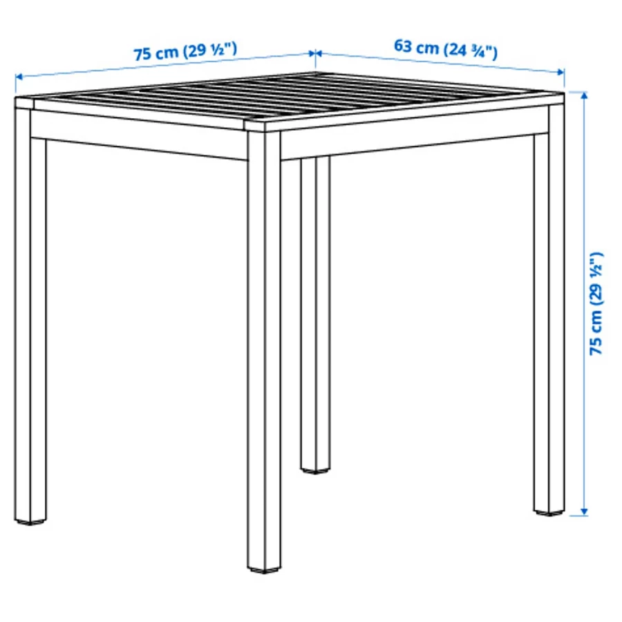 Садовый стол и 2 складных стула - NÄMMARÖ IKEA/ НАММАРО ИКЕА,44х44х7 см, коричневый (изображение №5)