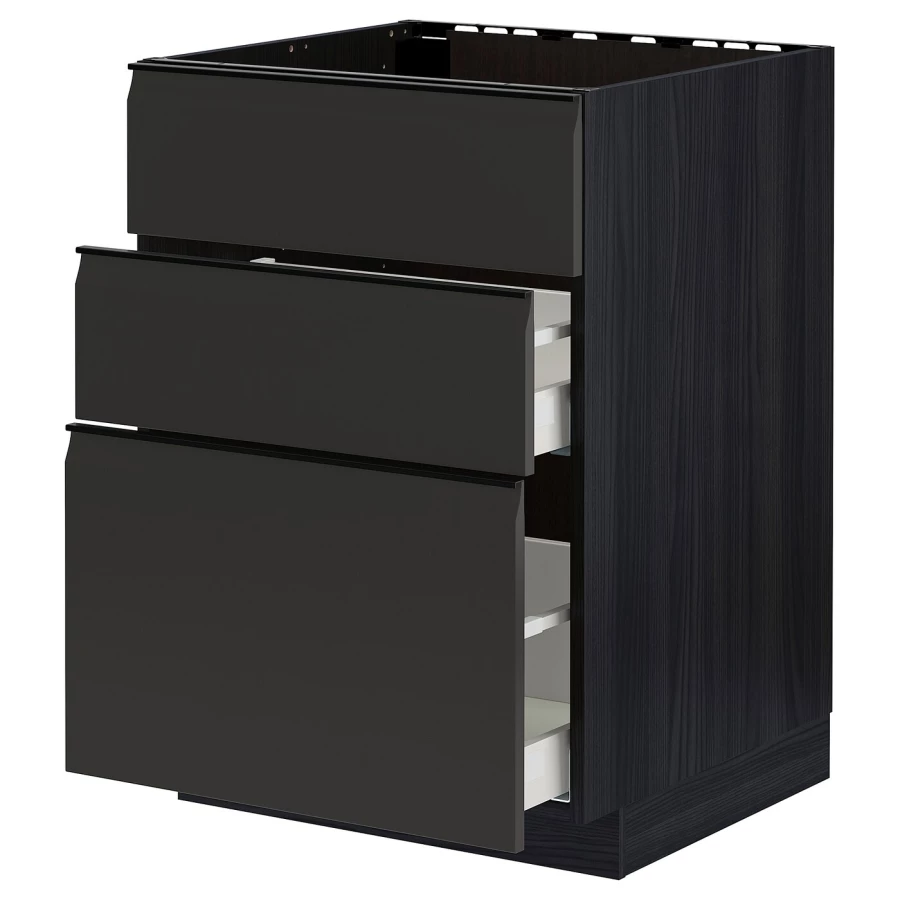 Напольный кухонный шкаф  - IKEA METOD MAXIMERA, 62x80x60см, черный, МЕТОД МАКСИМЕРА ИКЕА (изображение №1)