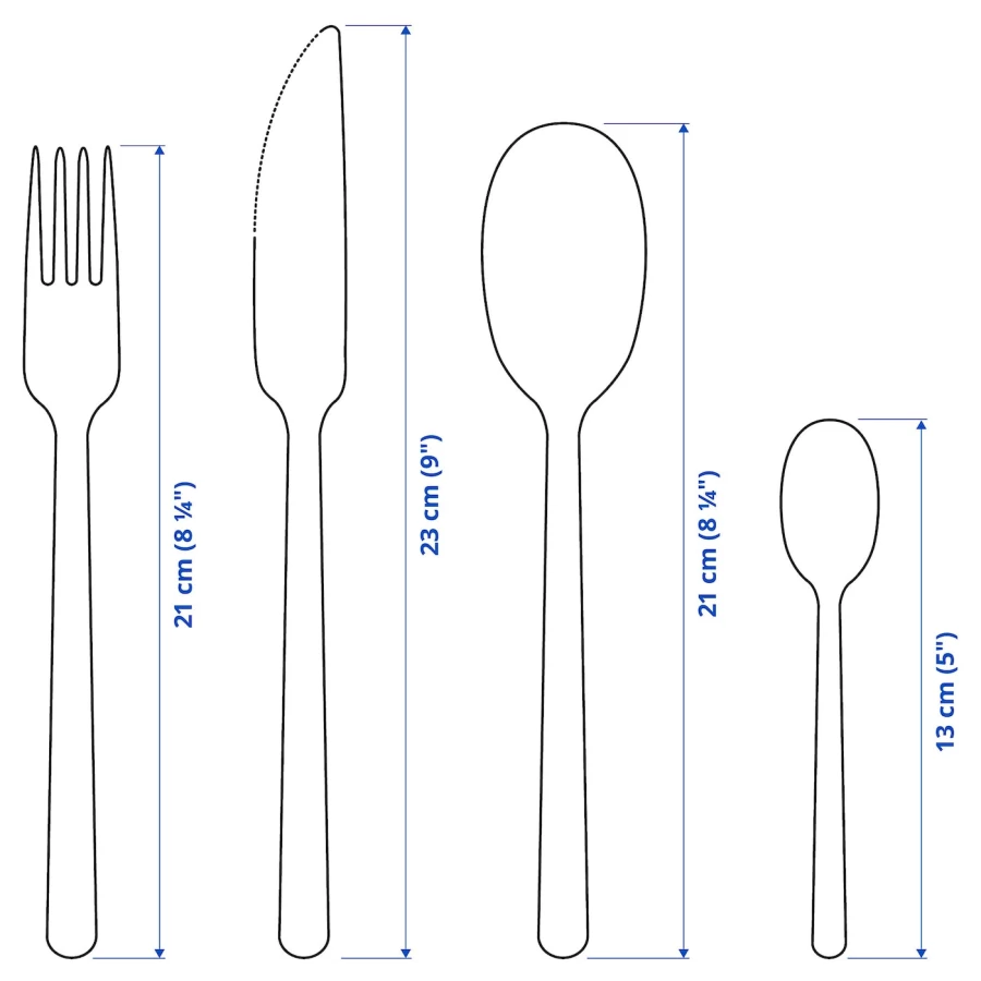 Набор столовых приборов, 24 шт. - IKEA DATA, нержавеющая сталь, ДАТА ИКЕА (изображение №5)