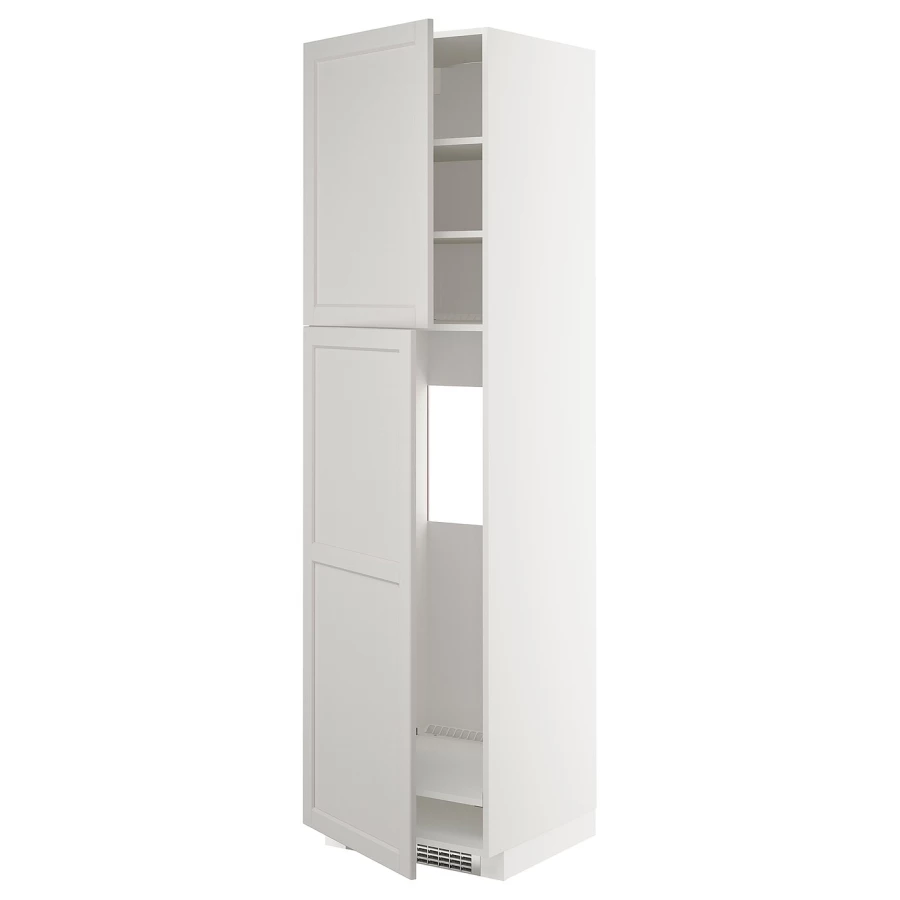 Кухонный шкаф-пенал - IKEA METOD/МЕТОД ИКЕА, 220х60х60 см, белый/серый (изображение №1)