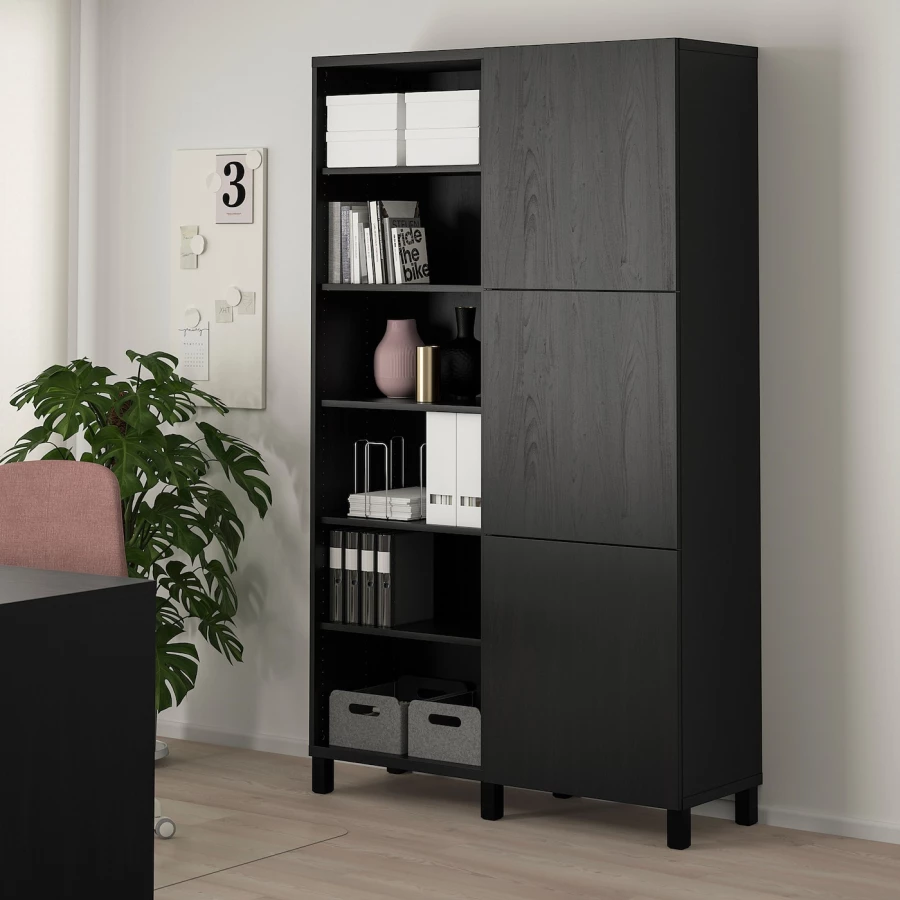 Книжный шкаф с дверцей - IKEA BESTA, 120x42x202 см, черный, БЕСТА ИКЕА (изображение №8)