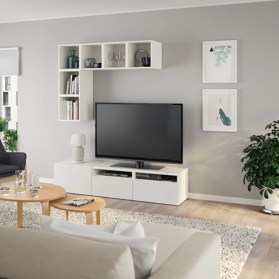 Шкаф для ТВ - IKEA BESTÅ/BESTA, 180x40x170 см, белый, Бесто ИКЕА (изображение №2)