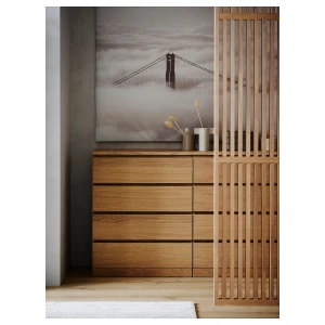 Второе фото. Комод с 4 ящиками - IKEA MALM МАЛЬМ ИКЕА, 80x100х48 см, дубовый шпон, беленый