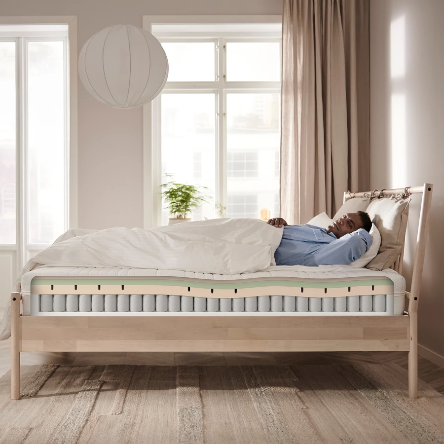 Матрас для двуспальной кровати - ÅNNELAND IKEA/ АННЕЛАНД ИКЕА, 140х200 см, белый (изображение №9)